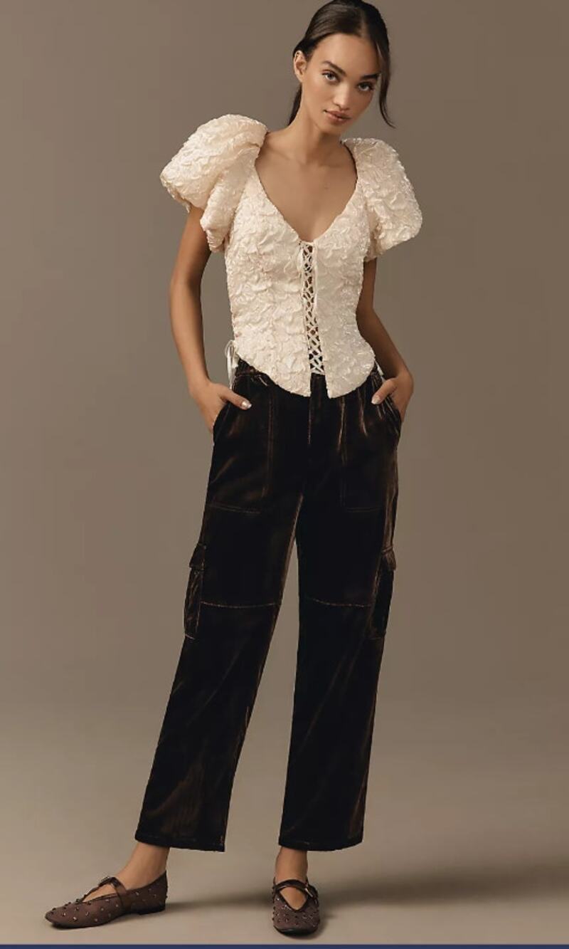 NWT Anthropologie Pilcro Velvet Brown Cargo Pants - Size Large